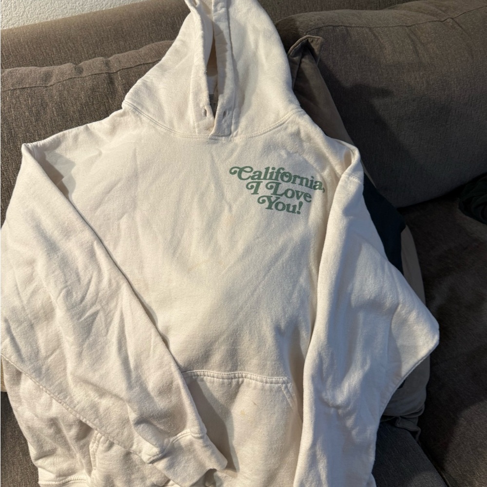 Gildan White Hoodie with Green Print